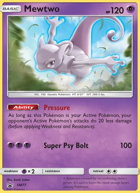 Carte Pokémon Mewtwo SM77, extension Promo SM