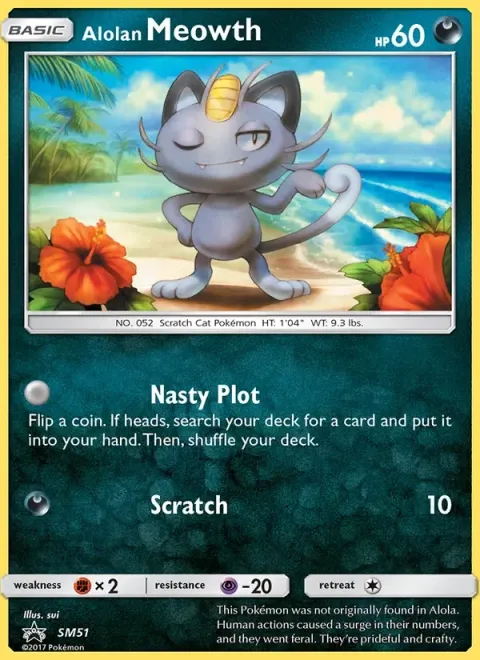 Carte Pokémon Miaouss d’Alola SM51, extension Promo SM