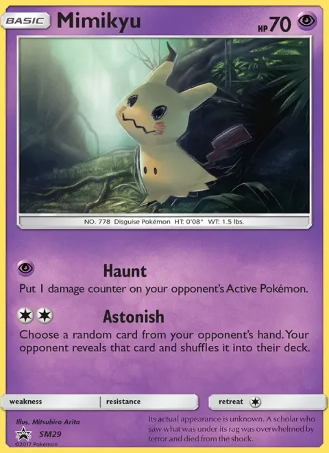 Carte Pokémon Mimiqui SM29, extension Promo SM