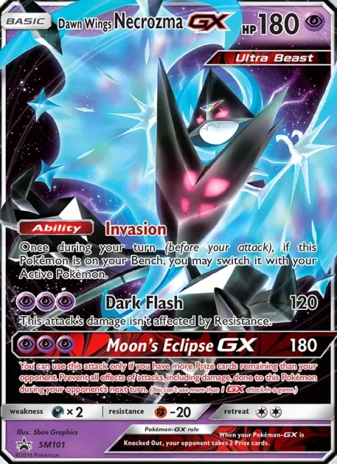 Carte Pokémon Necrozma Ailes de l’Aurore GX SM101, extension Promo SM