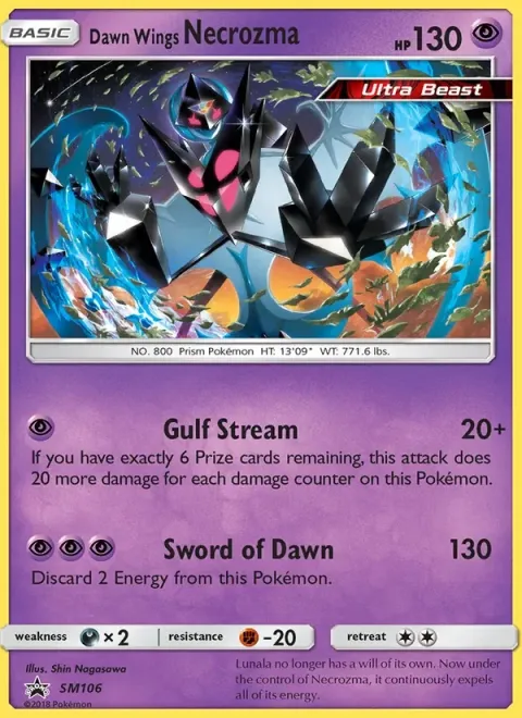 Carte Pokémon Necrozma Ailes de l’Aurore SM106, extension Promo SM