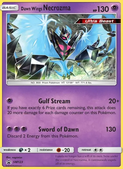 Carte Pokémon Necrozma Ailes de l’Aurore SM123, extension Promo SM