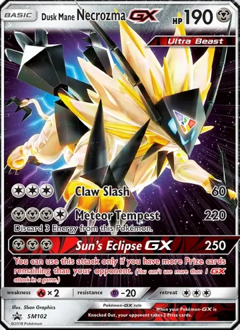 Carte Pokémon Necrozma Crinière du Couchant GX SM102, extension Promo SM