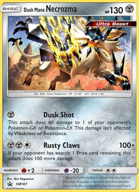 Carte Pokémon Necrozma Crinière du Couchant SM107, extension Promo SM