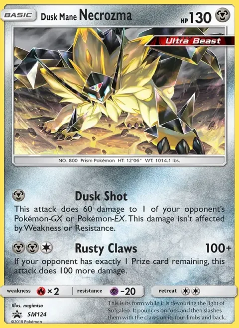 Carte Pokémon Necrozma Crinière du Couchant SM124, extension Promo SM
