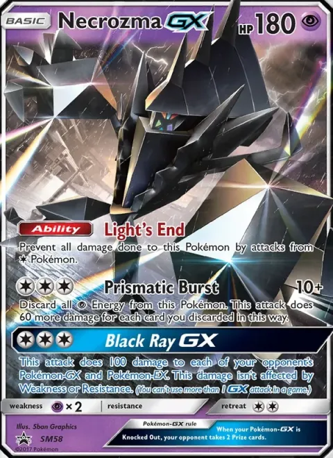 Carte Pokémon Necrozma GX SM58, extension Promo SM