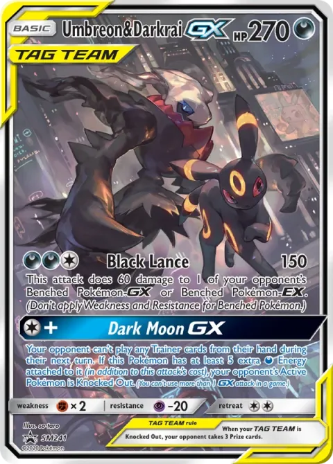 Carte Pokémon Noctali et Darkrai GX SM241, extension Promo SM