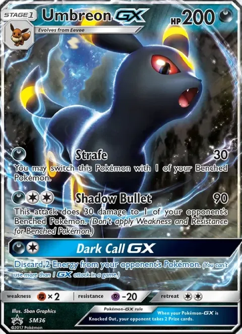 Carte Pokémon Noctali GX SM36, extension Promo SM
