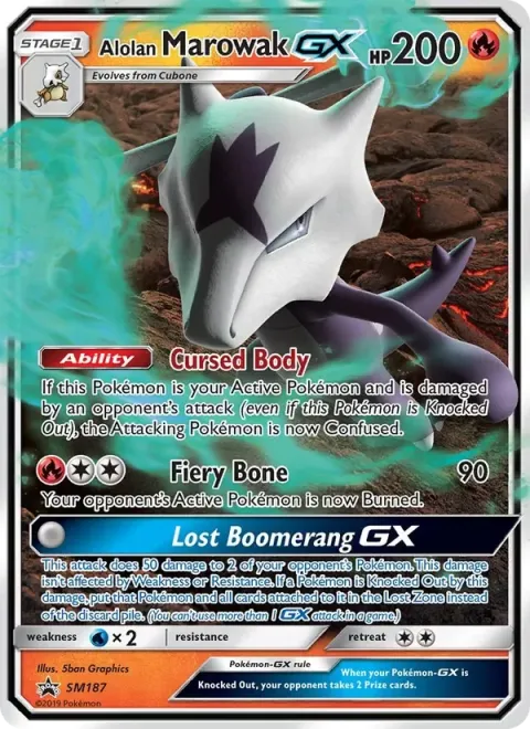 Carte Pokémon Ossatueur d’Alola GX SM187, extension Promo SM