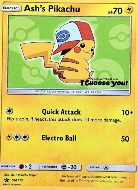 Carte Pokémon Pikachu de Sacha SM112, extension Promo SM