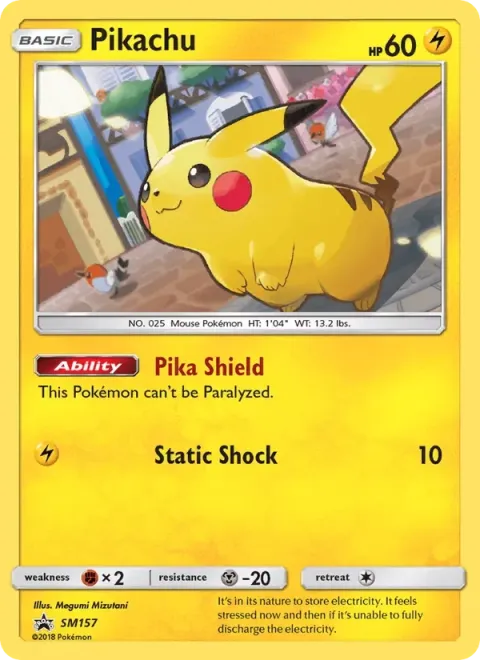 Carte Pokémon Pikachu SM157, extension Promo SM