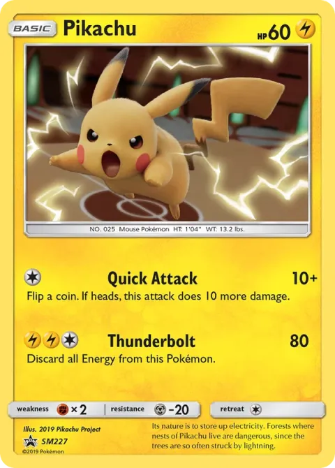 Carte Pokémon Pikachu SM227, extension Promo SM