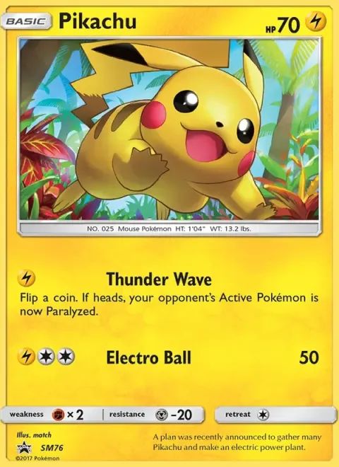 Carte Pokémon Pikachu SM76, extension Promo SM