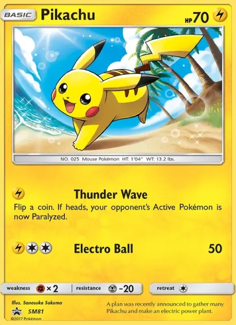 Carte Pokémon Pikachu SM81, extension Promo SM