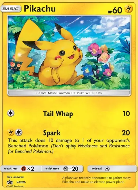 Carte Pokémon Pikachu SM86, extension Promo SM