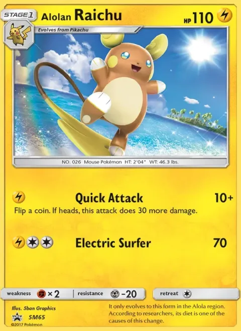 Carte Pokémon Raichu d’Alola SM65, extension Promo SM