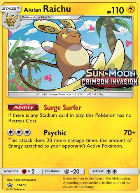 Carte Pokémon Raichu d’Alola SM72, extension Promo SM
