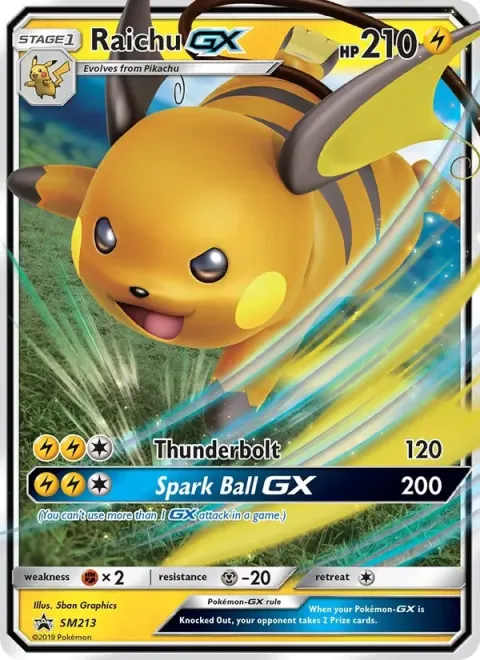 Carte Pokémon Raichu GX SM213, extension Promo SM