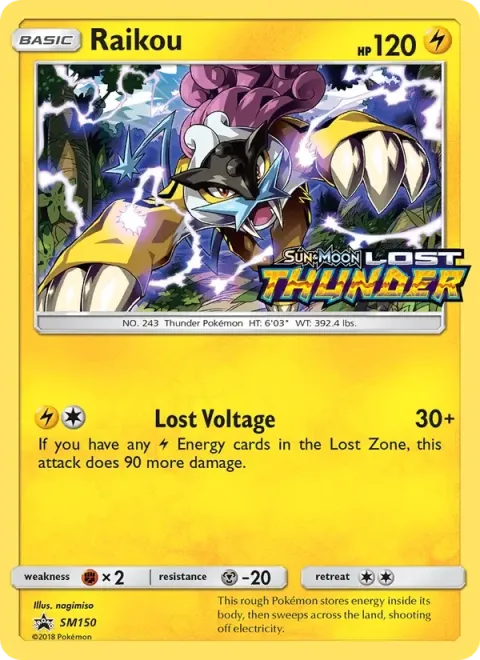 Carte Pokémon Raikou SM150, extension Promo SM