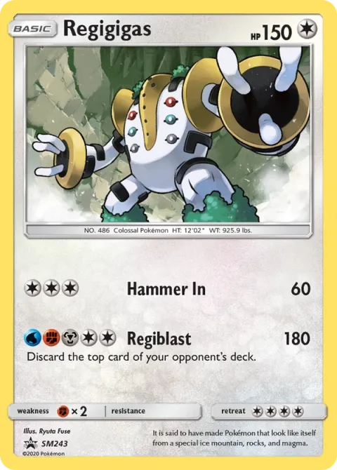 Carte Pokémon Regigigas SM243, extension Promo SM