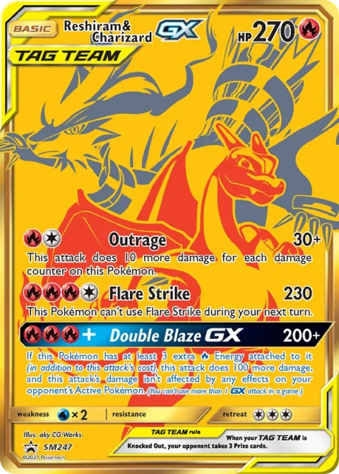 Carte Pokémon Reshiram et Dracaufeu GX SM247, extension Promo SM