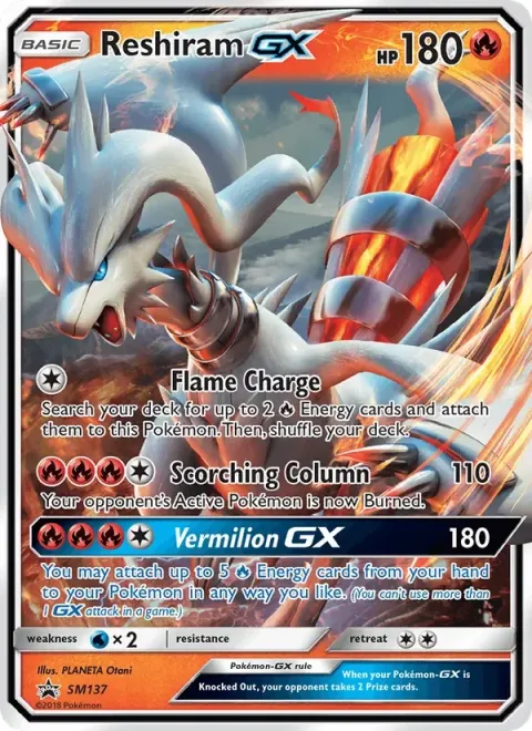 Carte Pokémon Reshiram GX SM137, extension Promo SM