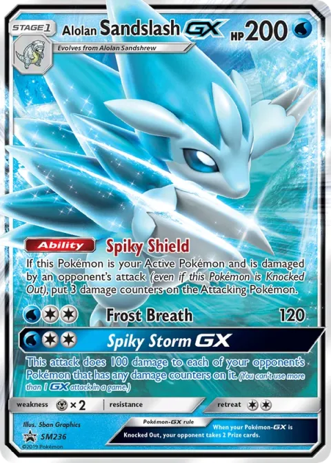 Carte Pokémon Sablaireau d’Alola GX SM236, extension Promo SM