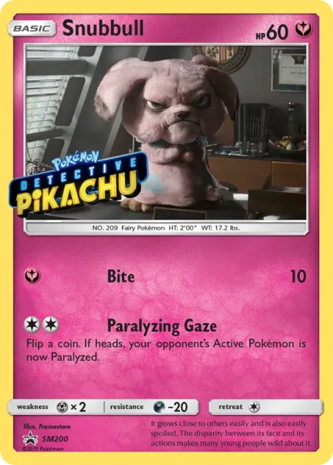 Carte Pokémon Snubbull SM200, extension Promo SM