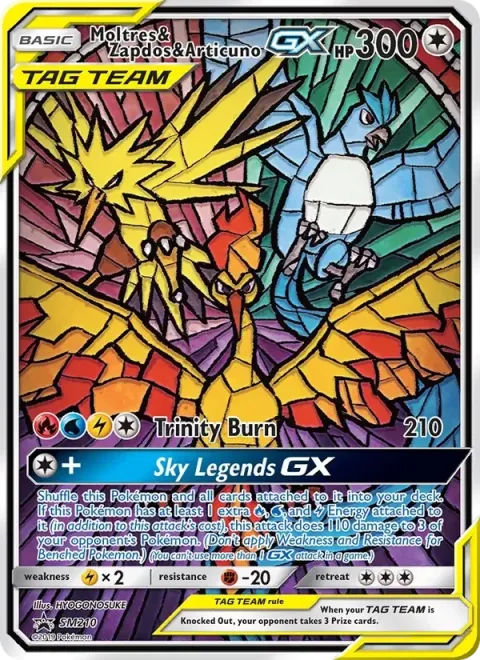 Carte Pokémon Sulfura, Électhor et Artikodin GX SM210, extension Promo SM