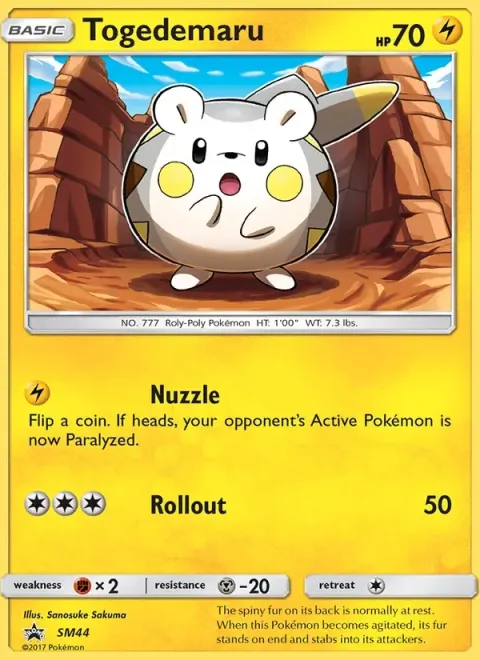 Carte Pokémon Togedemaru SM44, extension Promo SM