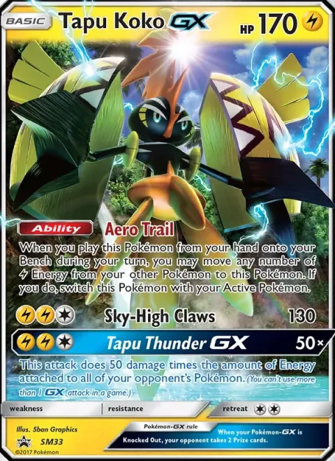 Carte Pokémon Tokorico GX SM33, extension Promo SM