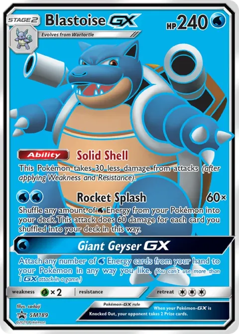Carte Pokémon Tortank GX SM189, extension Promo SM