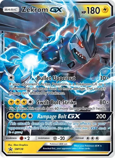 Carte Pokémon Zekrom GX SM138, extension Promo SM
