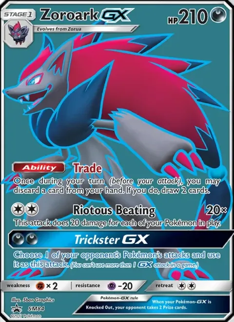 Carte Pokémon Zoroark GX SM84, extension Promo SM