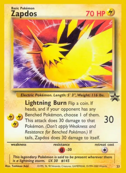Carte Pokémon Électhor 23, extension Wizards Black Star Promos