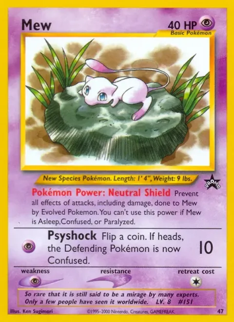 Carte Pokémon Mew 47, extension Wizards Black Star Promos