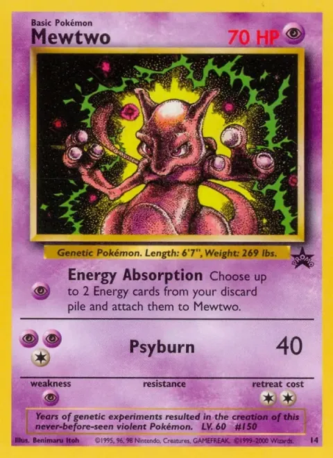 Carte Pokémon Mewtwo 14, extension Wizards Black Star Promos