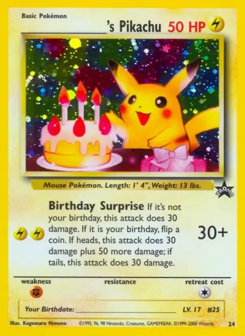 Carte Pokémon Pikachu de ________ 24, extension Wizards Black Star Promos