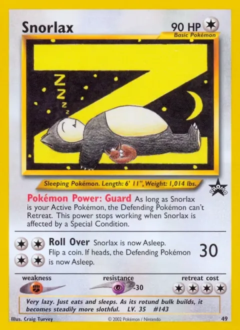 Carte Pokémon Ronflex 49, extension Wizards Black Star Promos