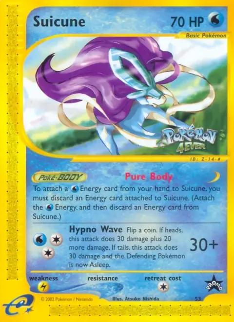 Carte Pokémon Suicune 53, extension Wizards Black Star Promos