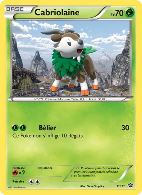 Carte Pokémon Cabriolaine XY11, extension Promo XY