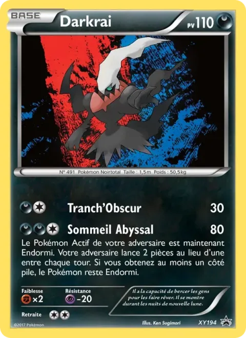 Carte Pokémon Darkrai XY194, extension Promo XY