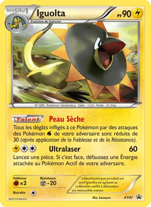 Carte Pokémon Iguolta XY47, extension Promo XY