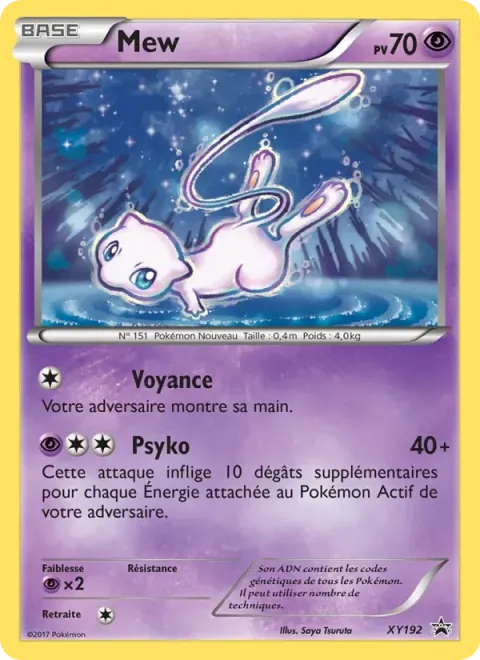 Carte Pokémon Mew XY192, extension Promo XY
