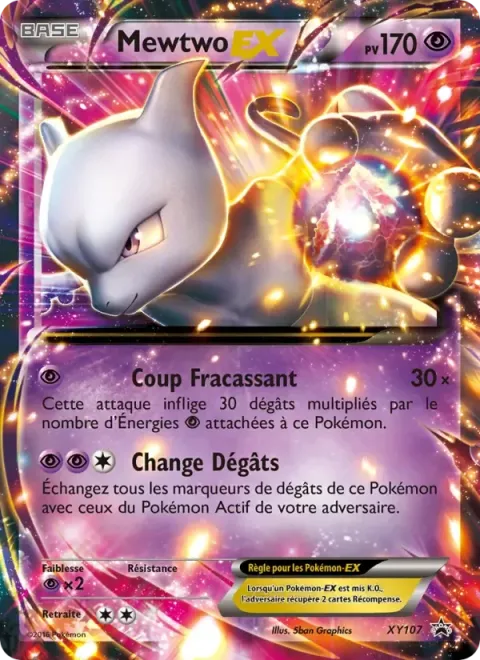 Carte Pokémon Mewtwo EX XY107, extension Promo XY