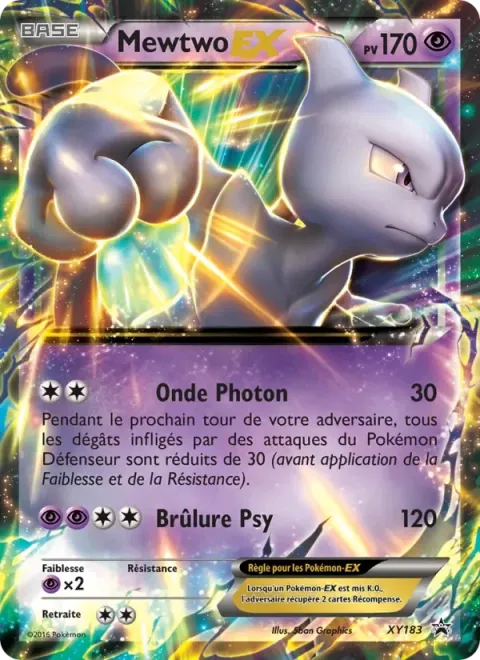 Carte Pokémon Mewtwo-EX XY183, extension Promo XY