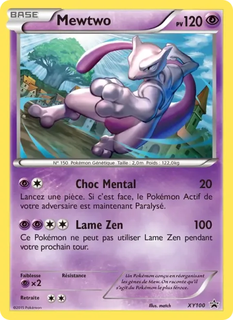 Carte Pokémon Mewtwo XY100, extension Promo XY
