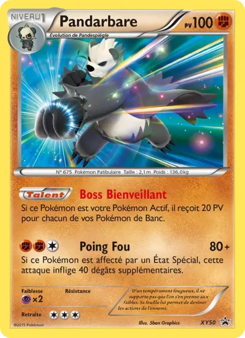 Carte Pokémon Pandarbare XY50, extension Promo XY