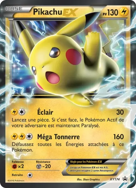 Carte Pokémon Pikachu-EX XY174, extension Promo XY
