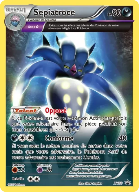 Carte Pokémon Sepiatroce XY58, extension Promo XY
